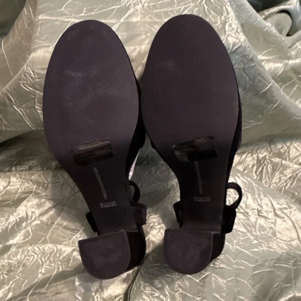 French‎ Connection Platform Block Heel Open Toe Sandals Black Women's US8